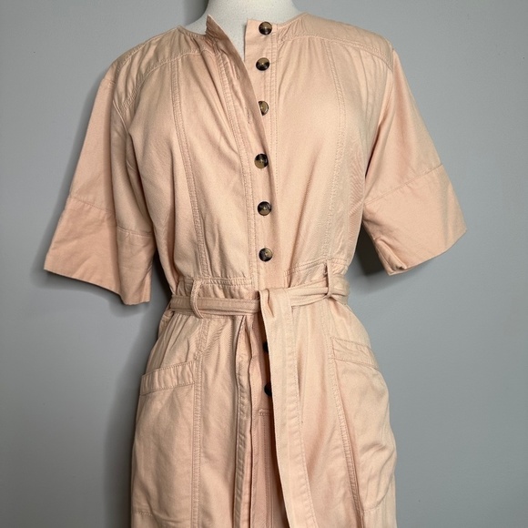 Madewell Top Stitched Coverall Belt Jumpsuit Peach/Pink Womens Size 2 - Picture 4 of 13